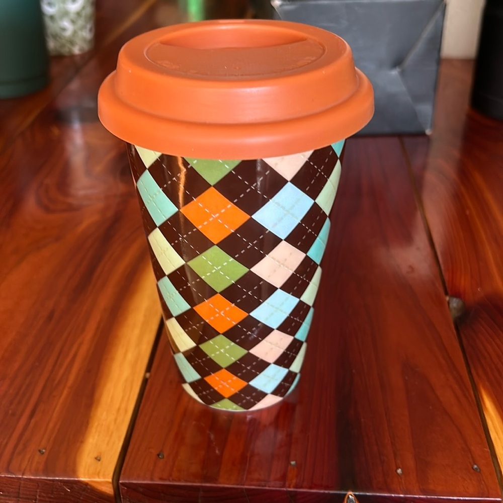 Ceramic Travel Argyle Coffee Tumbler